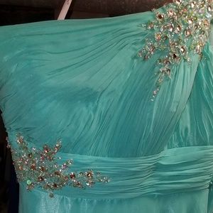 Aqua long beaded gown